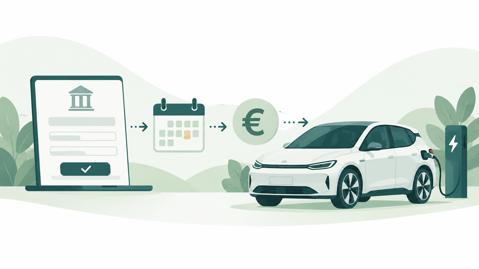 Ilustración sobre solicitud digital de ayudas para coche eléctrico